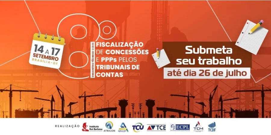 Arte da notícia sobre submissão de artigos científicos ao 8º Encontro Técnico de Concessões e PPPs