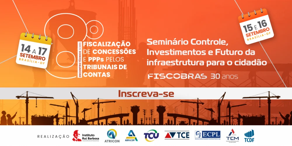 Arte da notícia sobre inscrições abertas para o 8º Encontro Técnico de Fiscalização em Concessões e PPPs, em Brasília